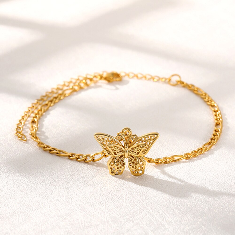 Beadsnice Stainless Steel Butterfly Bracelet Bohemian Women Jewelry Butterfly Pendant Bracelet